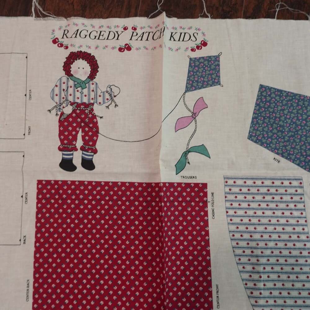 VTG Raggedy Patch Kids Calico Andy Doll Cut & Sew Fabric Springs Ind.